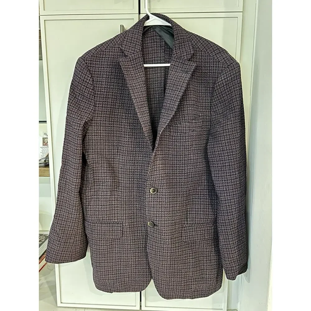 Lanificio F.lli Cerruti Oxygen Italian‎ Blue/Rust Sport Coat Size 40R Wool Cupro